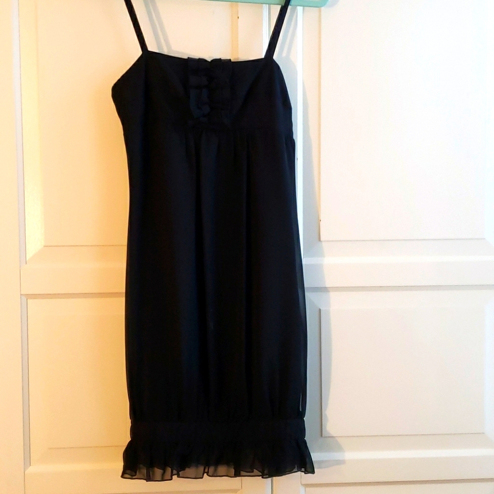 Womens Black Sheer Ruffle Dress